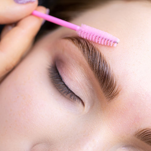 Brow tinting on model close up image.