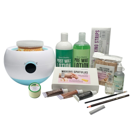 Collection of products used for full definition brows treatment.