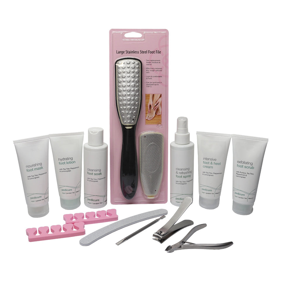 Pedicure kit for professional foot skin care.